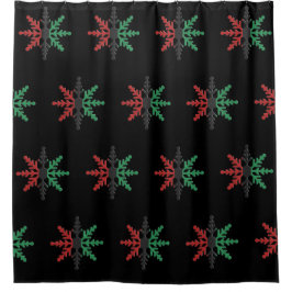 Red Black Green Snowflakes Kwanzaa Backdrop Shower Douchegordijn