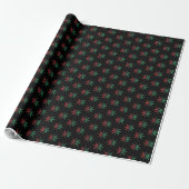 Red Black Green Snowflakes Pattern Kwanzaa Cadeaupapier (Uitgerold)