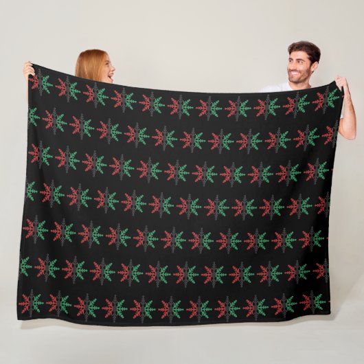 Red Black Green Snowflakes Pattern Kwanzaa Fleece Deken (In situ)