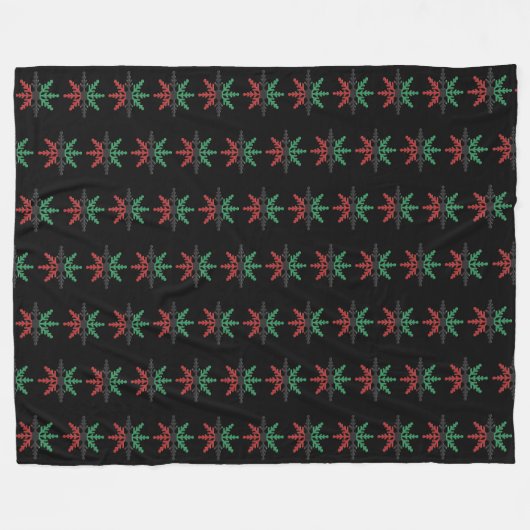 Red Black Green Snowflakes Pattern Kwanzaa Fleece Deken (Voorkant (Horizontaal))