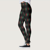 Red Black Green Snowflakes Pattern Kwanzaa Leggings (Links)