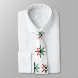Red Black Green Snowflakes Pattern Kwanzaa Neck Ti Stropdas