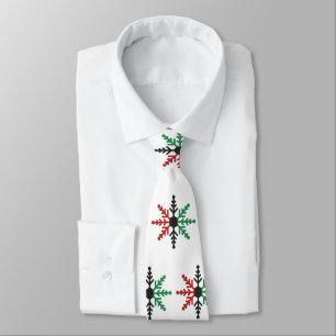 Red Black Green Snowflakes Pattern Kwanzaa Neck Ti Stropdas