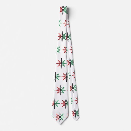 Red Black Green Snowflakes Pattern Kwanzaa Neck Ti Stropdas (Voorkant)