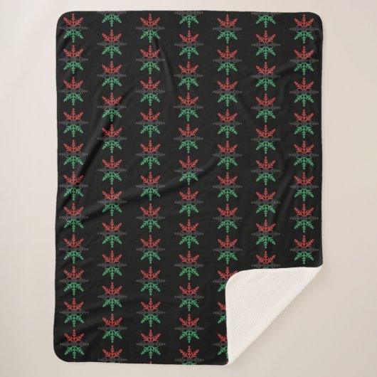 Red Black Green Snowflakes Pattern Kwanzaa Sherpa Deken (Voorkant)