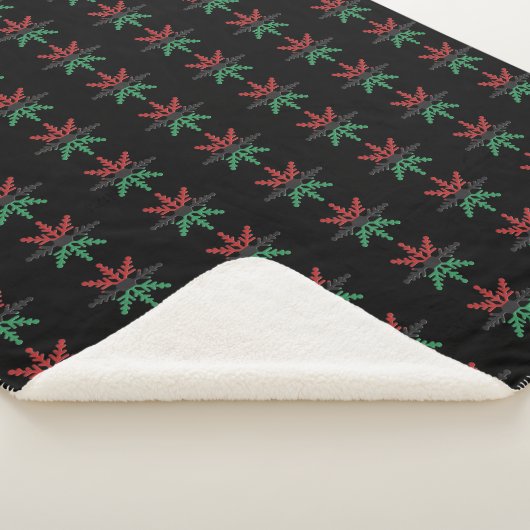 Red Black Green Snowflakes Pattern Kwanzaa Sherpa Deken (3/4)