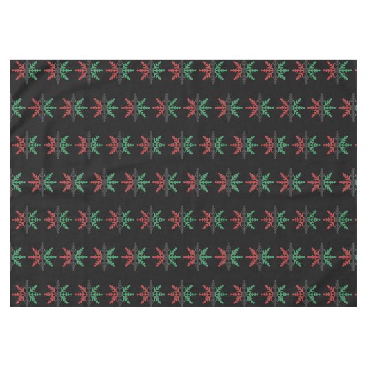 Red Black Green Snowflakes Pattern Kwanzaa Tafelkleed (Voorkant (Horizontaal))