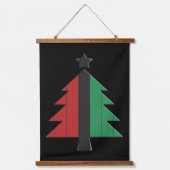 Red Black Green Striped kerstboom Kwanzaa Hangend Wandkleed (Voorkant)