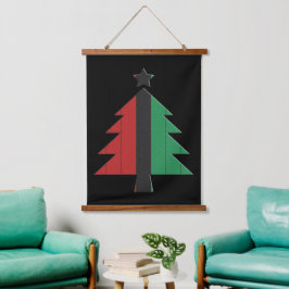 Red Black Green Striped kerstboom Kwanzaa Hangend Wandkleed