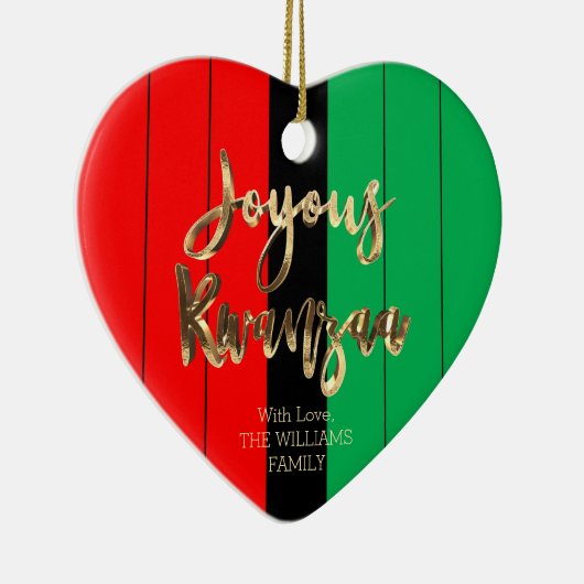 Red Black Green Striped Pattern Joyous Kwanzaa Keramisch Ornament (Rechts)