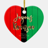 Red Black Green Striped Pattern Joyous Kwanzaa Keramisch Ornament (Voorkant)