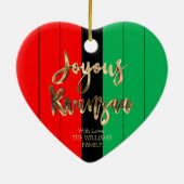 Red Black Green Striped Pattern Joyous Kwanzaa Keramisch Ornament (Achterkant)