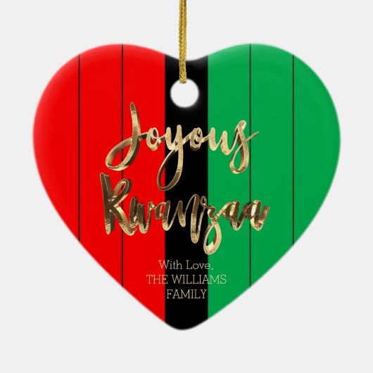 Red Black Green Striped Pattern Joyous Kwanzaa Keramisch Ornament (Achterkant)