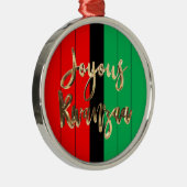 Red Black Green Striped Pattern Joyous Kwanzaa Metalen Ornament (Rechts)