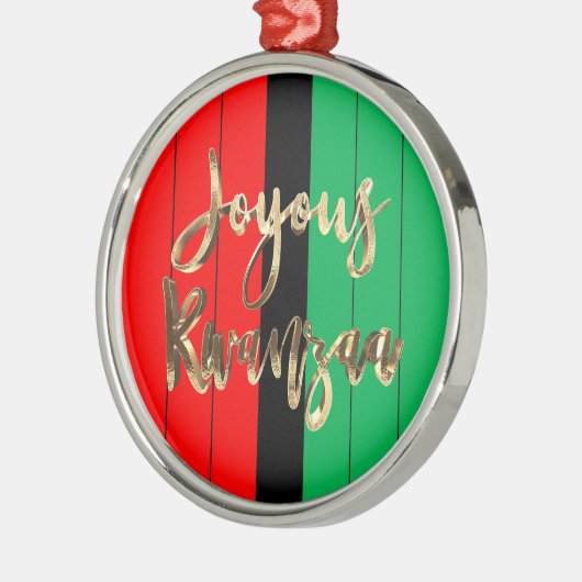 Red Black Green Striped Pattern Joyous Kwanzaa Metalen Ornament (Links)