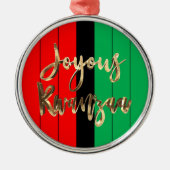 Red Black Green Striped Pattern Joyous Kwanzaa Metalen Ornament (Voorkant)