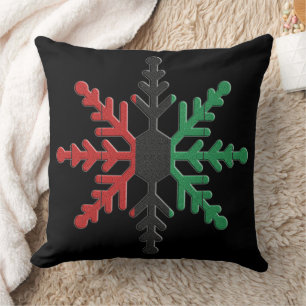 Red Black Green Striped Snowflake Kwanzaa Kussen