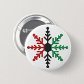 Red Black Green Striped Snowflake Kwanzaa Ronde Button 5,7 Cm (Voorkant /achterkant)