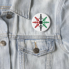Red Black Green Striped Snowflake Kwanzaa Ronde Button 5,7 Cm