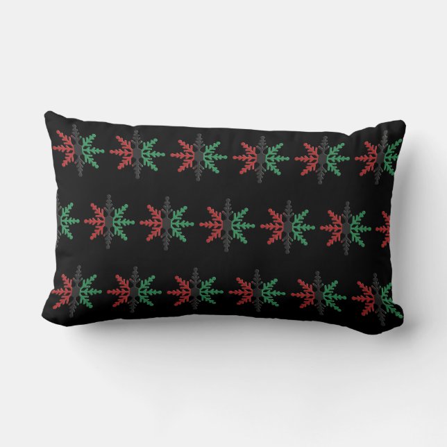 Red Black Green Striped Snowflakes Kwanzaa Kussen (Achterkant)
