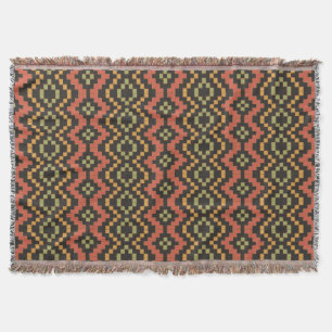 Red Black Green Tribal Egyptisch mandje Weave Deken
