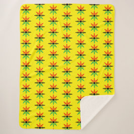 Red Black Green Yellow Snowflakes Pattern Kwanzaa Sherpa Deken