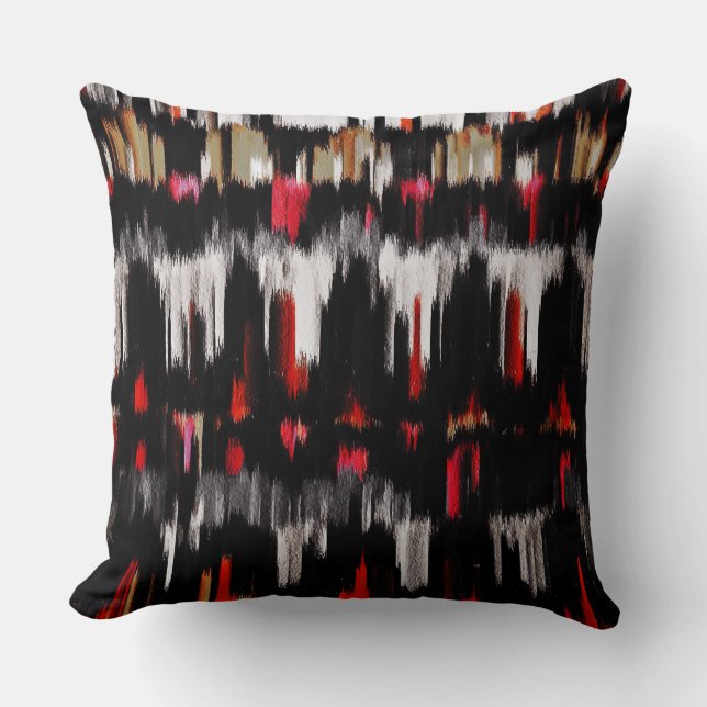 Red Black Grey Abstract schilderen #3 Kussen (Voorkant)