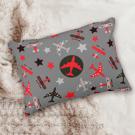 Red Black Grey Airplantern Pattern Accent Kussen