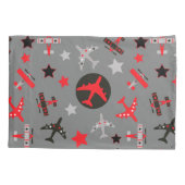 Red Black Grey Airplantern Pattern Kussensloop (Achterkant)