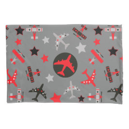 Red Black Grey Airplantern Pattern Kussensloop