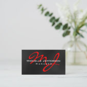 Red Black Grey Manager Monogram Visitekaartje (Staand voorkant)