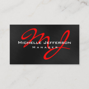 Red Black Grey Manager Monogram Visitekaartje