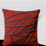 Red Black Grey Modern Elegant Abstract Kussen<br><div class="desc">Moderne werpkussens bieden een elegante abstracte lineaire samenstelling in rood, zwart en grijs. Een artistiek abstract ontwerp met een organisch lineair patroon kenmerkt zwarte en grijze organische lijnen die van links naar rechts op een rode achtergrond draaien. Deze decoratieve kussens moet een spetter van kleur toevoegen aan het decor van...</div>