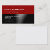 Red Black Grey Modern Simple Plain Visitekaartje (Voorkant / Achterkant)