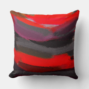 Red Black Grey Paars Abstract schilderen Kussen