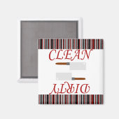 Red Black & Grey Striped Clean of Dirty Dishwasmac Magneet (Voorkant / Achterkant)