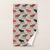 Red Black grijs Moose Patroon Bad Handdoek (Handdoek)