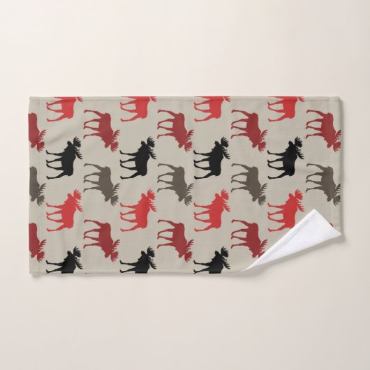 Red Black grijs Moose Patroon Bad Handdoek (Handdoek)