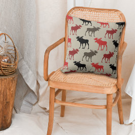Red Black grijs Moose Patroon Kussen