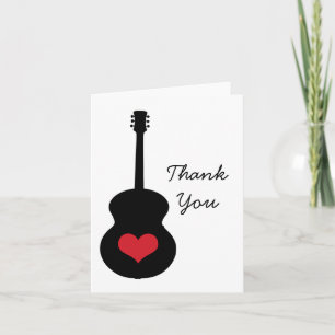 Red/Black Guitar Heart Hartelijk dank Bedankkaart
