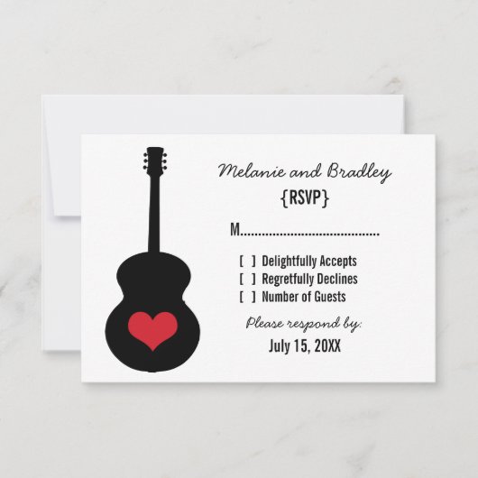 Red/Black Guitar Heart Response Kaart (Voorkant)