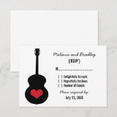 Red/Black Guitar Heart Response Kaart (Voorkant / Achterkant)