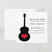 Red/Black Guitar Heart Save the Date Invite (Voorkant / Achterkant)