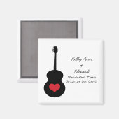 Red/Black Guitar Heart Save the Date Magnet (Voorkant / Achterkant)
