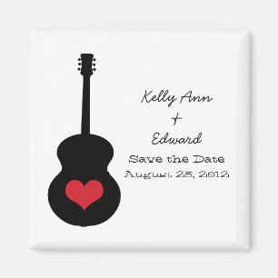 Red/Black Guitar Heart Save the Date Magnet