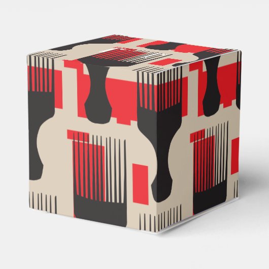 Red Black Hair Comb Afro Pick Bedankdoosjes (Achterkant)