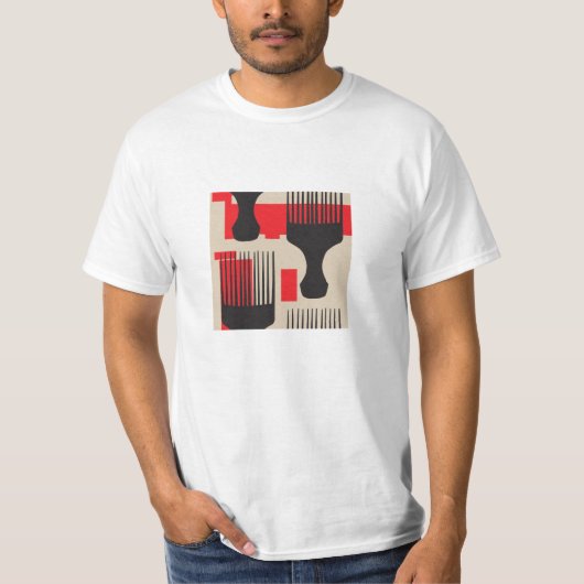 Red Black Hair Comb Afro Pick T-shirt (Voorkant)