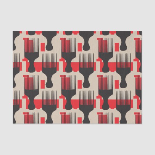 Red Black Hair Comb Afro Pick Tissuepapier (Voorkant)