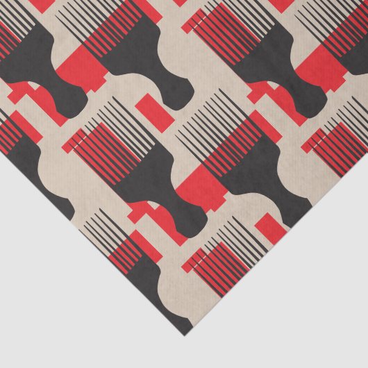 Red Black Hair Comb Afro Pick Tissuepapier (Detail)