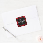 Red Black Halloween Damask Skull Gothic Custom Vierkante Sticker (Envelop)